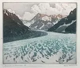 Chamonix. La mer de glace by Henri Meunier, Aquatinte en couleur signée, sold Apr 2018