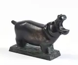 Hippopotame by Pierre Blanc, Bronze à patine brun foncé or, sold Apr 2018