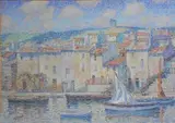 Port Méditerranéen by Anna Boch, Aquarelle et pastel sur papier, sold Mar 2018