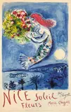 Nice, soleil, fleurs" by Marc Chagall, 1962, Affiche lithographique en couleur signée manuscritement par l'artiste, sold Mar 2018