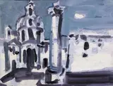 Place italienne, nocturne by Jean-Claude Dragomir, Gouache, sold Mar 2018