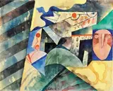 Composition au masque by Jean Clerté, 1990, Aquarelle, sold Mar 2018