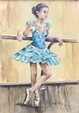 Jeune danseuse à la barre by Pál Fried, Aquarelle gouachée, sold Feb 2018