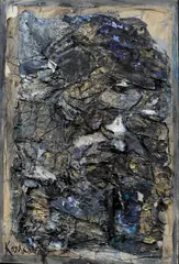 Le dos, l’envers de l’endroit », circa 1970 by Karskaya, Huile, collages et refliefs sur carton, sold Feb 2018