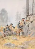 Chasseurs alpins by Pierre Comba, Aquarelle signée en bas à gauche, sold Dec 2017