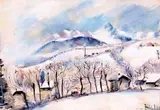 Paysage de neige by Edmond Ceria, Gouache signée en bas à droite, sold Dec 2017