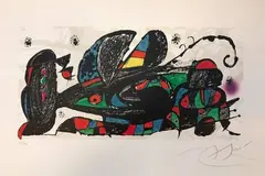 Le chat» (1974). (Miro lithographe V n° 934 p 71) by Joan Miró, Lithographie en couleur signée et numérotée:, sold Nov 2017