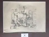 Vu à l'hôpital Saint Louis» by Raymond Moisset, 1937, Crayon, sold Nov 2017