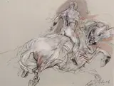 Cavalier by Claude Weisbuch, Crayon noir et pastel, sold Nov 2017
