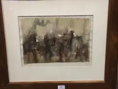Composition by Jerzy Stajuda, Aquarelle rehaussée à la gouache, sold Nov 2017