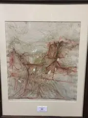 Composition by Jerzy Stajuda, Aquarelle et crayon, sold Nov 2017