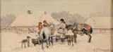 *Les chevaux à l'abreuvoir en hiver by Adam Setkowicz, Aquarelle signée en bas à droite, sold Oct 2017