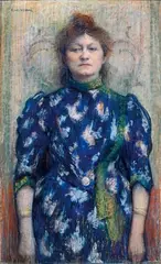 La femme à la robe bleue by Eugène Vincent Vidal, Pastel, sold Oct 2017