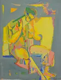 *Homme cubiste by Yves Jobert, 1952, Gouache, sold Oct 2017