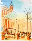 Calèches sur la Riviera by Emmanuel Bellini, Aquarelle signée en bas à gauche, sold Oct 2017