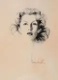 Portrait de femme by Pedro Leitao, 1953, Crayon gris signé, sold Oct 2017