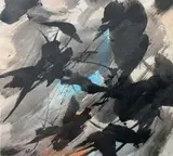Composition by Jean Miotte, Aquarelle sur papier signée en bas à gauche, sold Oct 2017