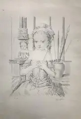 Enfant d'artiste by Léonard-Tsuguharu Foujita, Lithographie signée et annotée «H, sold Jun 2017