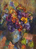Bouquet de fleurs by Suzanne Kaehrling, Pastel sur carton, sold Jun 2017