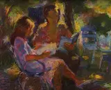 Repos au jardin by Suzanne Kaehrling, Pastel sur carton, sold Jun 2017