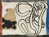 et Wallace TING (1928-2010) Sans titre by Pierre Alechinsky, 1955, Technique mixte double-face: gouache et collage, sold Jun 2017