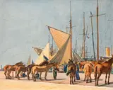 Chevaux devant le port by Tony Minartz, Aquarelle, sold May 2017