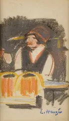 Portraits de femmes au bar Deux pièces by Edmond Heuzé, Crayon, sold May 2023