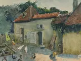 La basse-cour by Edmond Heuzé, Aquarelle, sold May 2023