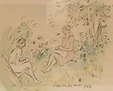 La conversation by Georges d'Espagnat, Aquarelle, sold May 2023