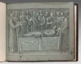 Album contenant seize scènes de la vie de saint Bruno by Bernardino Campi, Crayon noir, plume et encre grise, lavis brun et gris, rehauts de gouache blanche sur papi, sold Mar 2023