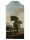 La cueillette des pommes by Hubert Robert, Toile cintrée en partie supérieure, sold Mar 2023