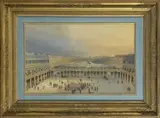 Vue de la nouvelle galerie du Palais Royal by Jean-Jacques Champin, 1835, Plume, encre de Chine, aquarelle et rehauts gouache blanche, sold Mar 2023