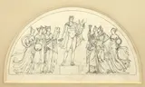 Étude pour un fronton, Apollon et les muses by François Rude, Plume et encre brune sur traits de crayon noir, sold Jan 2023