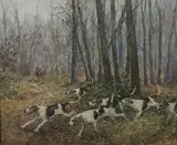 Scène de chasse à cour by Olivier Charles de Penne, Gouache, sold Dec 2022