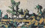 Paysage à la mare by Eugène Brouillard, Gouache et encre sur carton, sold May 2024