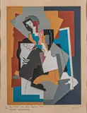 Composition avec deux figures by Albert Gleizes, 1920, Gouache au pochoir, portant le cachet de l'artiste en dans la marge en bas à droite, sold May 2024