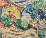 La sieste sous l'arbre by Jacques Laplace, Aquarelle et encre (lavis), sold May 2024