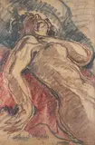 Nu couché by Pierre Combet-Descombes, Pastel, sanguine et fusain, sold May 2024