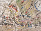 Animation festive sur le port by Armand Avril, Gouache et encre sur carton, sold May 2024