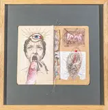 Sans titre de la série Parois opposée by Aurélie Gaillard, Technique mixte (collage, broderie, gouache et calligraphie) sur un feuillet double monté, sold May 2024