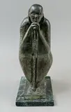 Homme pensif à la canne by Abraham Dubcovsky, Épreuve en bronze à patine verte, montée sur un socle de marbre vert, sold May 2024