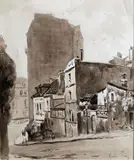Rue de l´Abreuvoir by René Péan, Gouache sur papier, sold Apr 2024