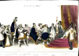 Le Charenton ministériel / Différentes monomanies des aliénés politiques. Planche n°166-167 de «La Caricature by Honoré Daumier, Lithographie coloriée, sold Dec 2023