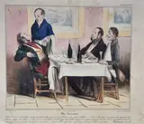 & Charles PHILIPON (1806-1862) Un bon mari. Planche Caricaturana n°65 by Honoré Daumier, Lithographie, épreuve en coloris du temps, sold Dec 2023