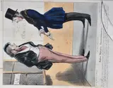 & Charles PHILIPON (1806-1862) Robert-Macaire, commissionnaire. Caricaturana n°84 by Honoré Daumier, Lithographie, épreuve en coloris du temps, sold Dec 2023
