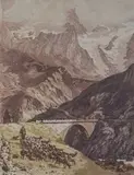 Col du Lautaret, route de la Grave by Joanny Drevet, Aquatinte signée en bas à droite, sold Dec 2023