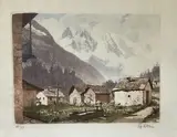 Trélechamp et le Mont Blanc by Joanny Drevet, Aquatinte, sold Dec 2023