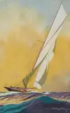 Voilier en régate by Léon Haffner, Gouache sur papier, sold Oct 2020