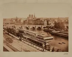 Sans titre by Édouard Baldus, Photographie tirage albuminé représentant une vue de Paris "la seine,le Pont Neuf avec en, sold Sep 2020