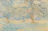 Vue de Fontainebleau by Joseph Clément Maxime Jeannot, Aquarelle signée en bas à gauche, sold Jun 2020